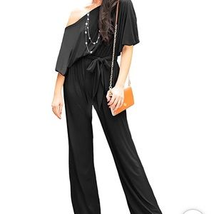 Black Jumpsuit Romper tie waist with extra STRETCH